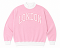 Pink sweatshirt with 'LONDON' text on a white background